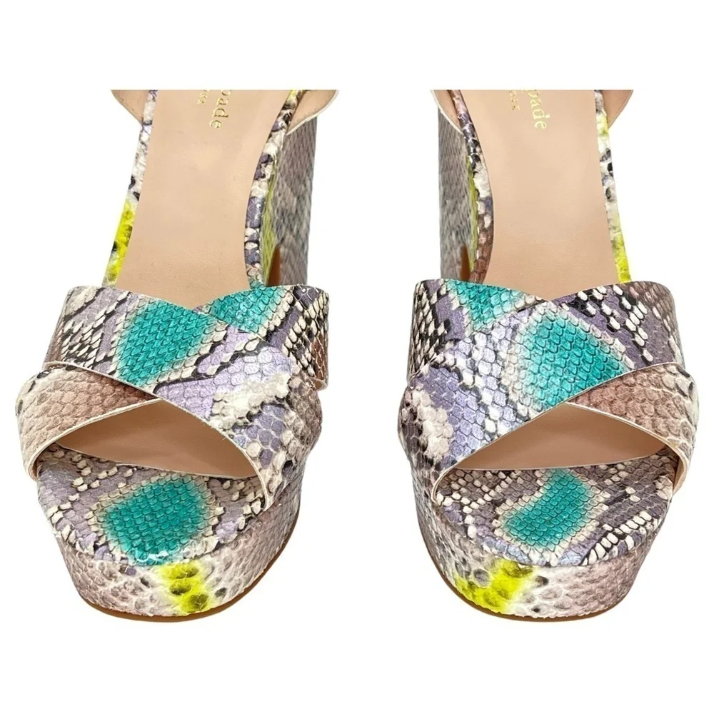 Kate Spade New York Womens Platform Sandals 10M Grace Lemon Sorbet Leather